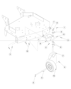 Caster Assembly Diagram and Parts List for G1332 55AI5GMQ050-WAM Cub Cadet Lawn Mower